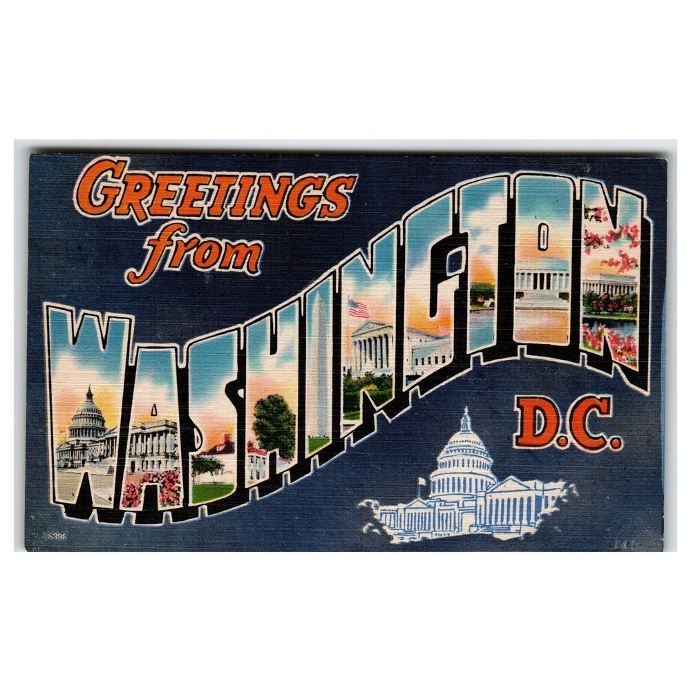 Vintage Greetings from Washington D.C. Linen Postcard Capitol White House